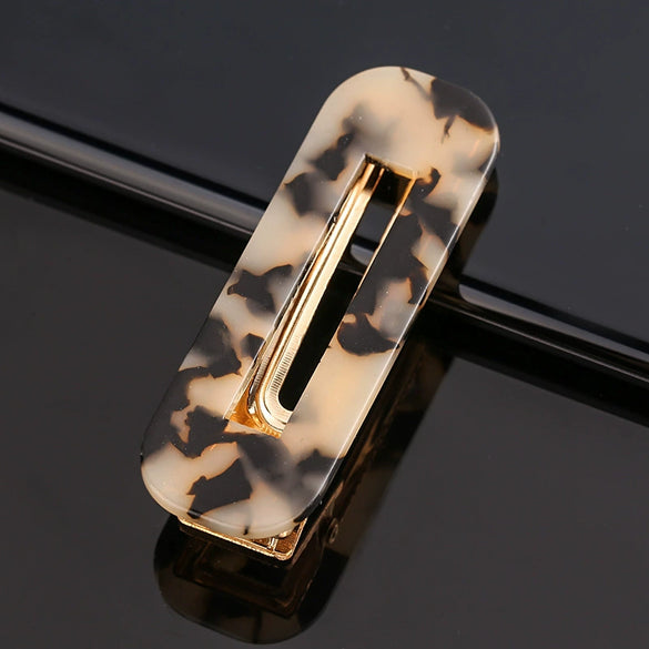 Women's Marble Acetate Hair Clip Set Sculpted Leopard Print Geometric Side Clips For Hair Accessories
