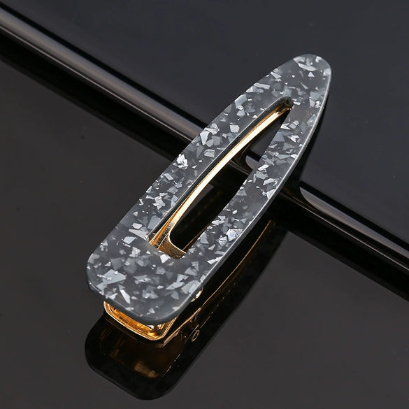 Women's Marble Acetate Hair Clip Set Sculpted Leopard Print Geometric Side Clips For Hair Accessories