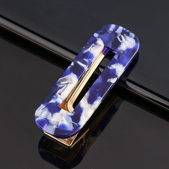 Women's Marble Acetate Hair Clip Set Sculpted Leopard Print Geometric Side Clips For Hair Accessories