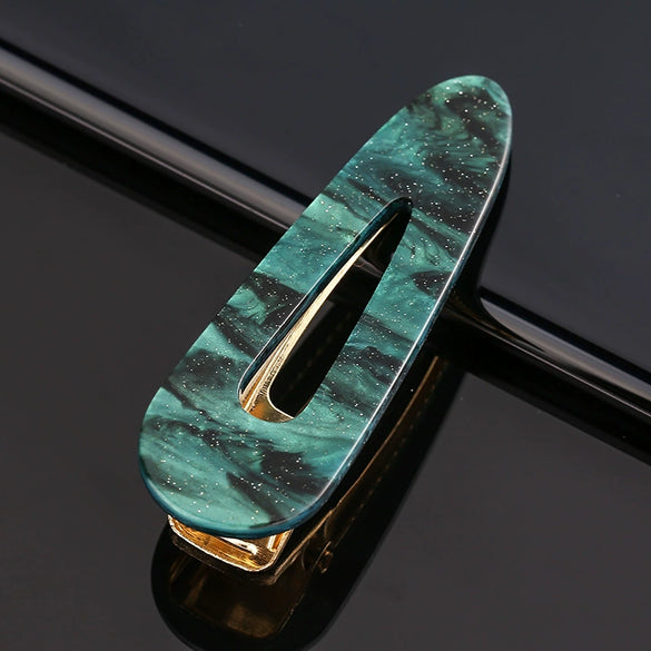 Women's Marble Acetate Hair Clip Set Sculpted Leopard Print Geometric Side Clips For Hair Accessories