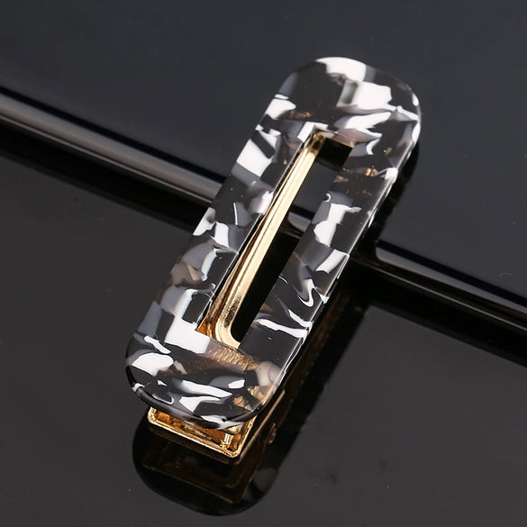 Women's Marble Acetate Hair Clip Set Sculpted Leopard Print Geometric Side Clips For Hair Accessories