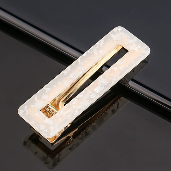 Women's Marble Acetate Hair Clip Set Sculpted Leopard Print Geometric Side Clips For Hair Accessories