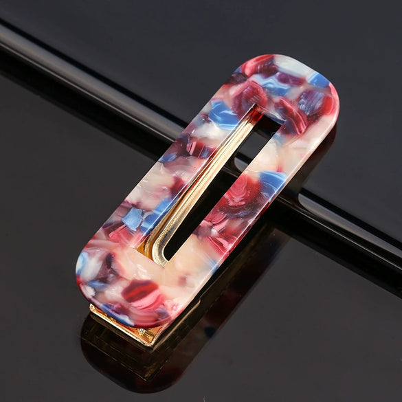 Women's Marble Acetate Hair Clip Set Sculpted Leopard Print Geometric Side Clips For Hair Accessories