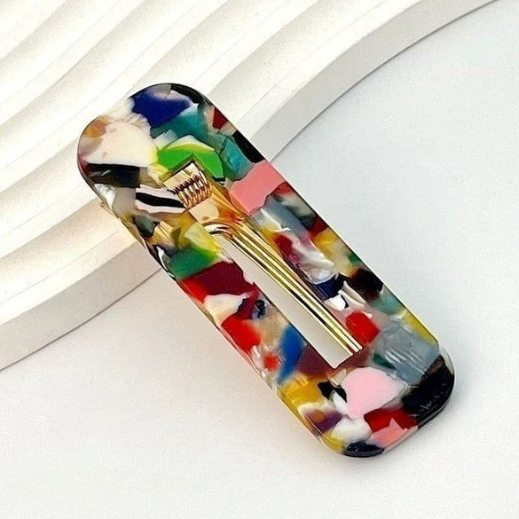 Women's Marble Acetate Hair Clip Set Sculpted Leopard Print Geometric Side Clips For Hair Accessories