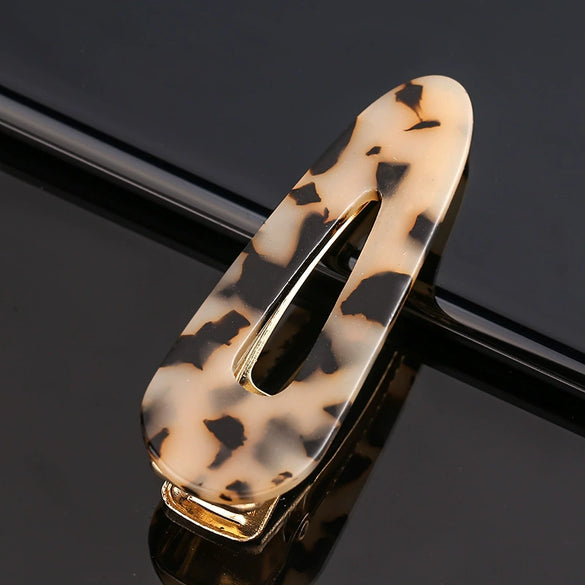 Women's Marble Acetate Hair Clip Set Sculpted Leopard Print Geometric Side Clips For Hair Accessories