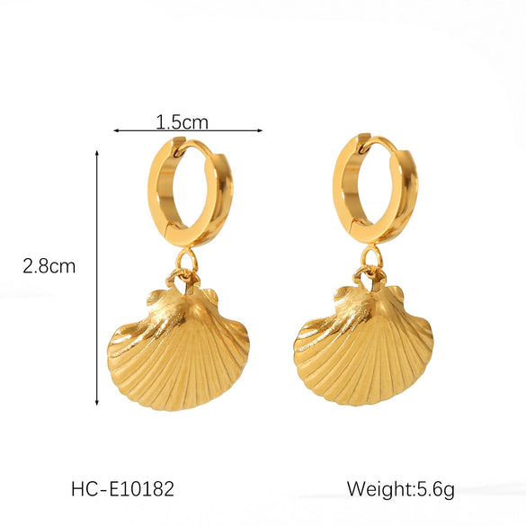 Women's Marine Stainless Steel Earrings With Crab Starfish Scallop Shapes And Electroplating Design