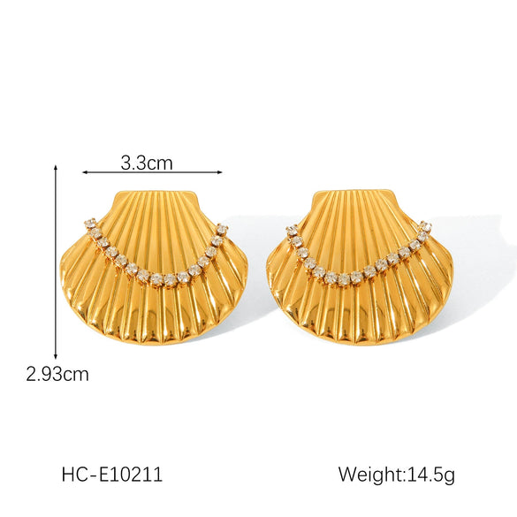 Women's Marine Stainless Steel Earrings With Crab Starfish Scallop Shapes And Electroplating Design