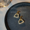 Women's Matte Acrylic Geometric Triangle Hollow Earrings With Electroplated Finish Minimalist Fashion Jewelry