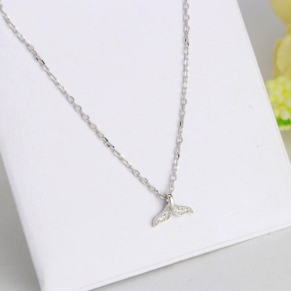 Women's Mermaid Tail And Dolphin Tail Zircon Micro Pendant Necklace Fashionable Fresh Jewelry With Copper Material Cross Chain And Mixed Gem Inlay Styling Animals Zodiac Design