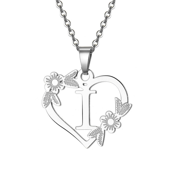 Women's Metal Alloy Necklace With Heart Flower Cut Out And Letters Pattern Electroplated O Word Chain