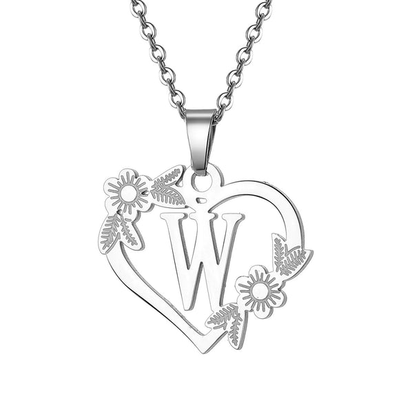 Women's Metal Alloy Necklace With Heart Flower Cut Out And Letters Pattern Electroplated O Word Chain