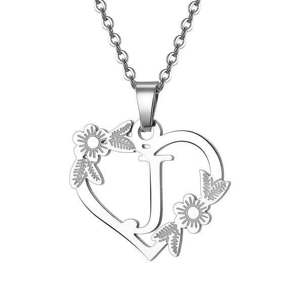 Women's Metal Alloy Necklace With Heart Flower Cut Out And Letters Pattern Electroplated O Word Chain