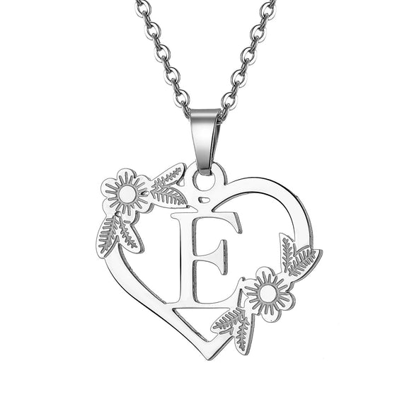 Women's Metal Alloy Necklace With Heart Flower Cut Out And Letters Pattern Electroplated O Word Chain