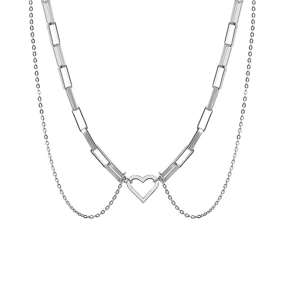 Women's Metal Alloy Pearl Necklace Punk Hiphop Creative Lock Heart Geometric Electroplated Thick Chain Clavicle Chain Sweater Chain