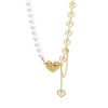 Women's Metal Alloy Pearl Necklace Punk Hiphop Creative Lock Heart Geometric Electroplated Thick Chain Clavicle Chain Sweater Chain