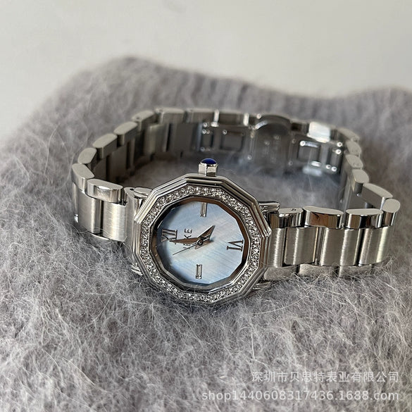Women's Metal Alloy Stainless Steel Band Round Dial Romantic Elegant Fashionable Watch