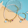 Women's Metal And Porcelain Heart Shape Love Pendant Clavicle Chain Necklace With Electroplating