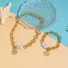 Women's Metal And Porcelain Heart Shape Love Pendant Clavicle Chain Necklace With Electroplating