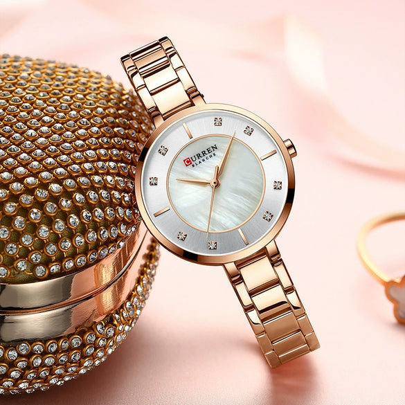 Women's Metal And Stainless Steel Round Fashion Waterproof Watch