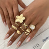 Women's Metal Baroque Style Geometric And Flower Pattern Electroplated Ring With Imitation Pearl And Gemstone