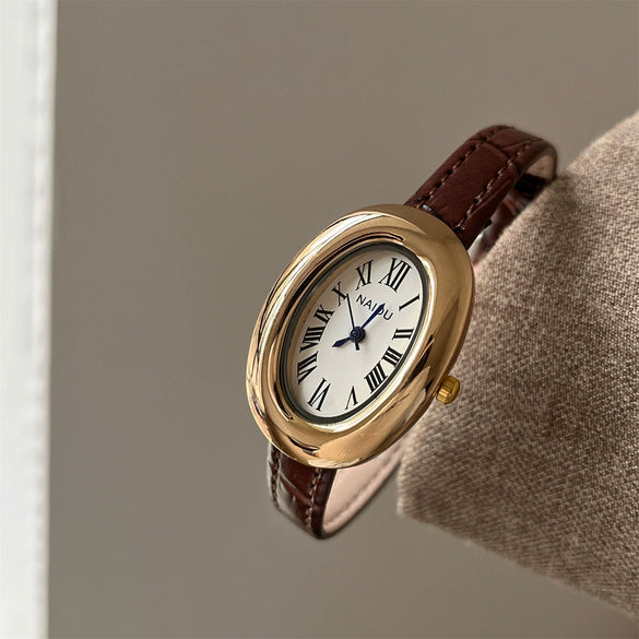 Women's Metal Belt Oval Retro Quartz Watch
