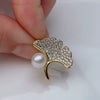 Women's Metal Brooch Accessories With Freshwater Real Pearls And Diamond Design Minimalist Style
