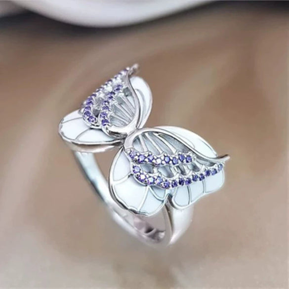 Women's Metal Butterfly Ring With Electroplated Animal Design Creative Fashion Jewelry