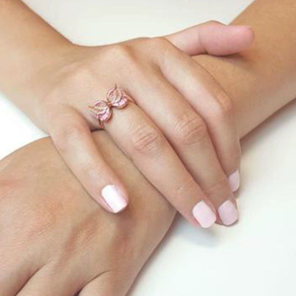 Women's Metal Butterfly Ring With Electroplated Animal Design Creative Fashion Jewelry
