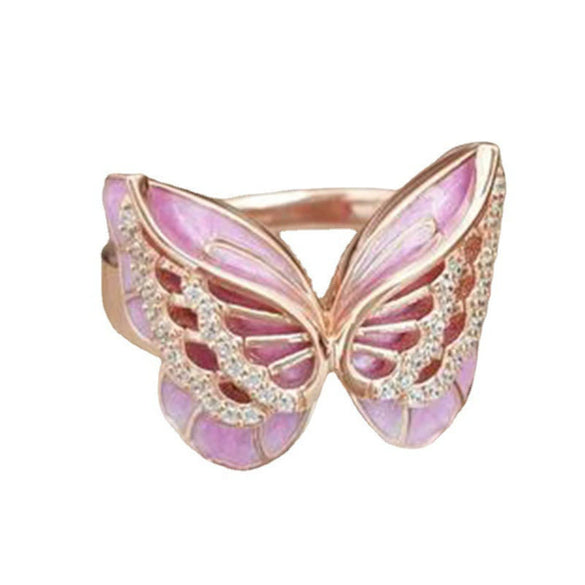 Women's Metal Butterfly Ring With Electroplated Animal Design Creative Fashion Jewelry