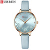 Women's Metal Case Imitation Leather Strap Round Dial Printed Rhinestone Casual Watch