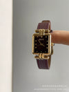 Women's Metal Case Square Dial Imitation Leather Strap Quartz Fashion Watch
