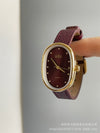 Women's Metal Case Square Dial Imitation Leather Strap Quartz Fashion Watch