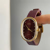 Women's Metal Case Square Dial Imitation Leather Strap Quartz Fashion Watch