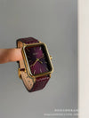 Women's Metal Case Square Dial Imitation Leather Strap Quartz Fashion Watch