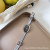 Women's Metal Chain And Stainless Steel Strap Watch With Oval Dial And Pointer Type Compact And Fashion Style