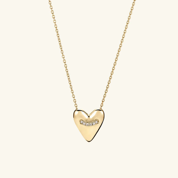 Women's Metal Copper And Titanium Steel Heartshaped Love Pendant Ochain Necklace Simple Ins Style