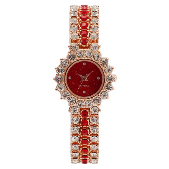 Women's Metal Copper Buckle Fashion Diamond Quartz Round Dial Watch