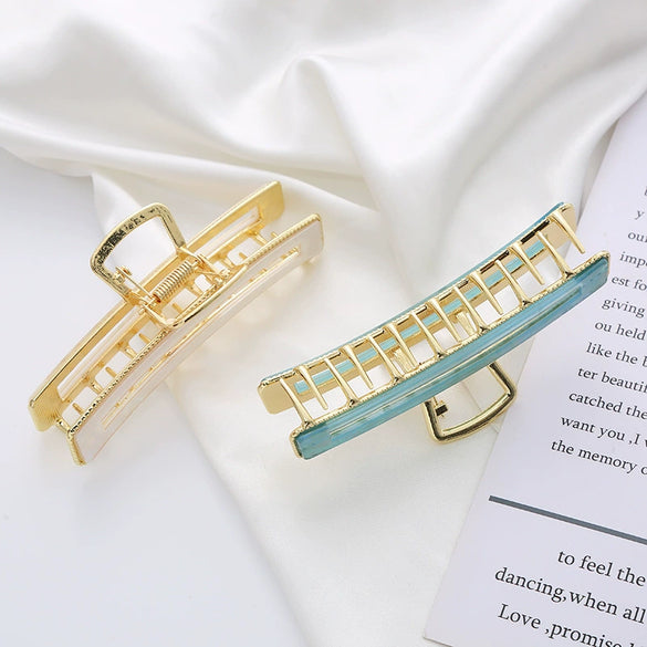 Women's Metal Electroplated Back Of Head Hair Grab Clip Headwear