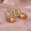 Women's Metal Faux Pearl Geometric Copper Earrings