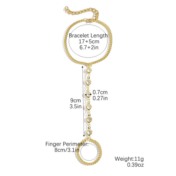 Women's Metal Finger Bracelet With Bow Drop Shape And Geometric Pattern Electroplated