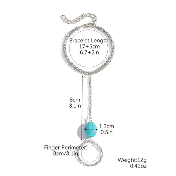 Women's Metal Finger Bracelet With Bow Drop Shape And Geometric Pattern Electroplated