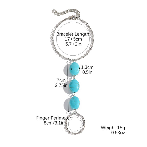 Women's Metal Finger Bracelet With Bow Drop Shape And Geometric Pattern Electroplated
