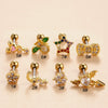 Women's Metal Fivepointed Star Bow Heart Electroplated Earrings