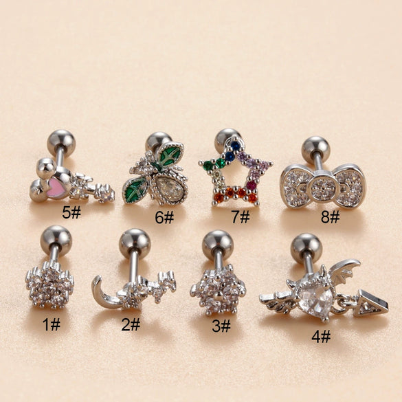 Women's Metal Fivepointed Star Bow Heart Electroplated Earrings