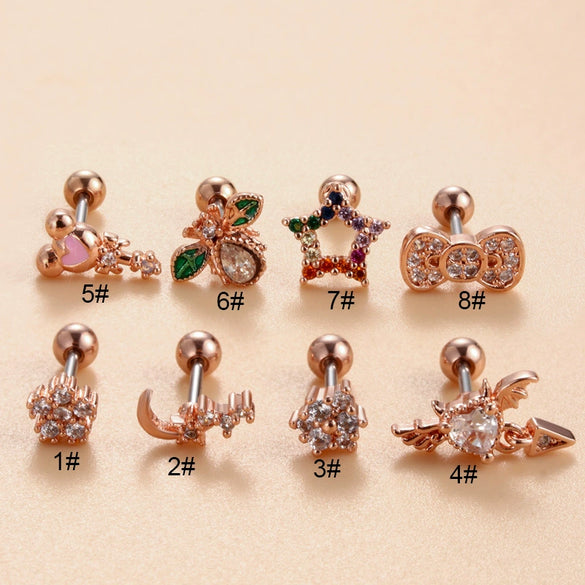 Women's Metal Fivepointed Star Bow Heart Electroplated Earrings