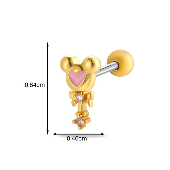 Women's Metal Fivepointed Star Bow Heart Electroplated Earrings