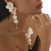 Women's Metal Flower Scallop Tassel Electroplated Earrings