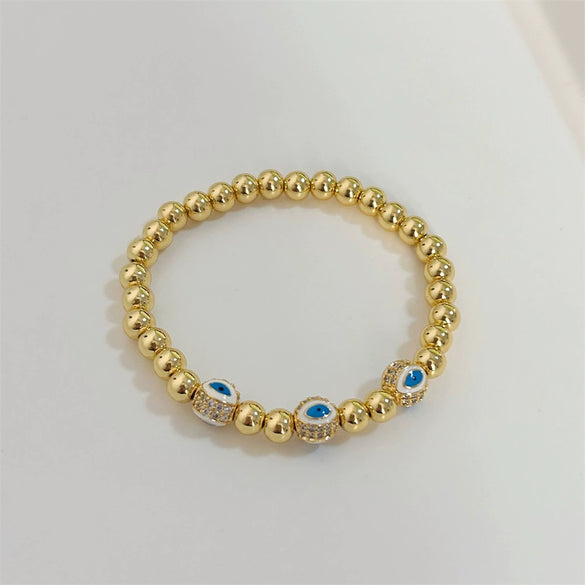 Women's Metal Geometric Handwoven Microinlaid Beads Devil's Eye Bracelet Jewelry