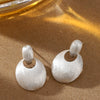 Women's Metal Geometric Hoop Earrings With Handdrawn Brushed Finish Minimalist Statement Jewelry