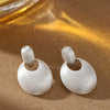 Women's Metal Geometric Hoop Earrings With Handdrawn Brushed Finish Minimalist Statement Jewelry